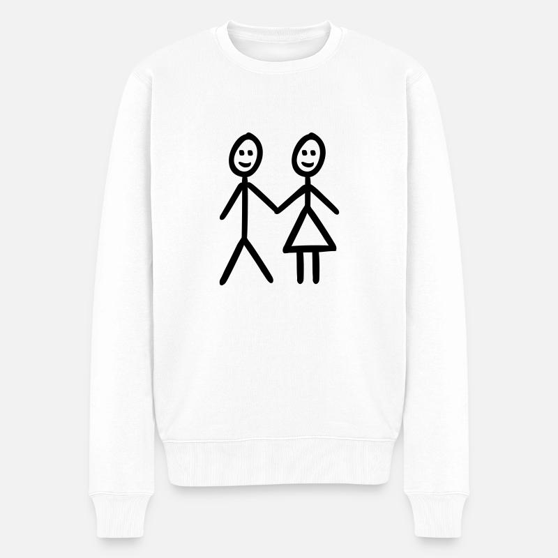 Strichmännchen - Männer Premium Bio Pullover - Weiß