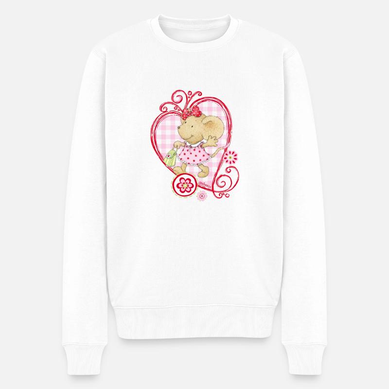 Kikibell Herz pink - Männer Premium Bio Pullover - Weiß