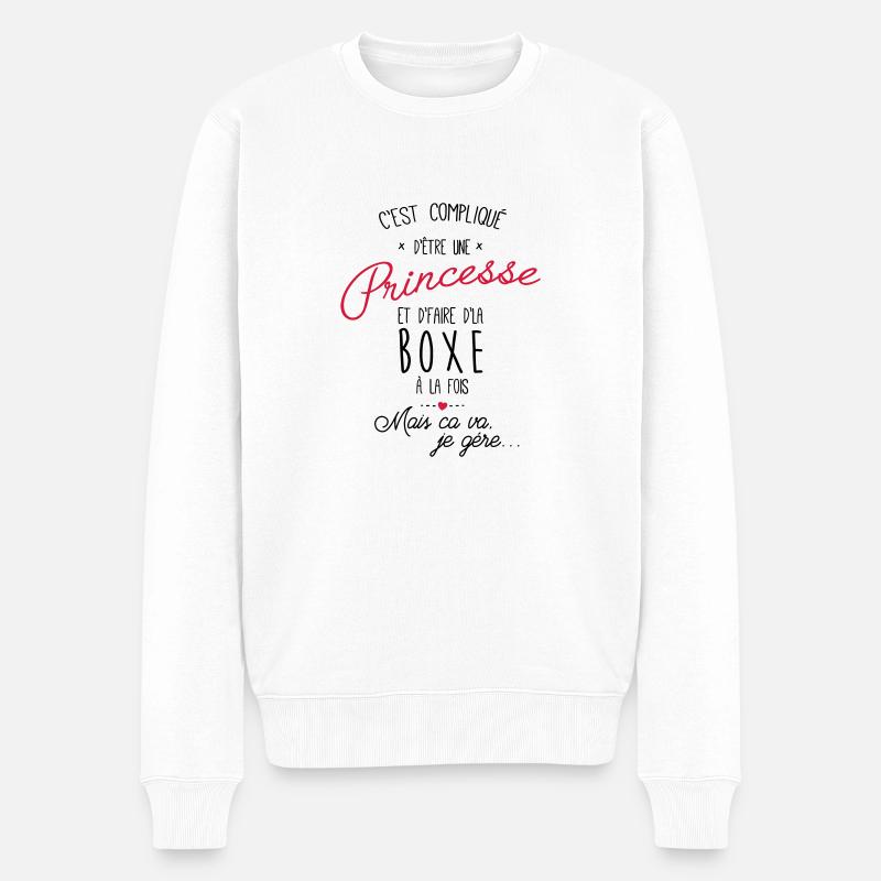 princesse et Boxe - boxeuse - Pull Premium bio Homme - blanc