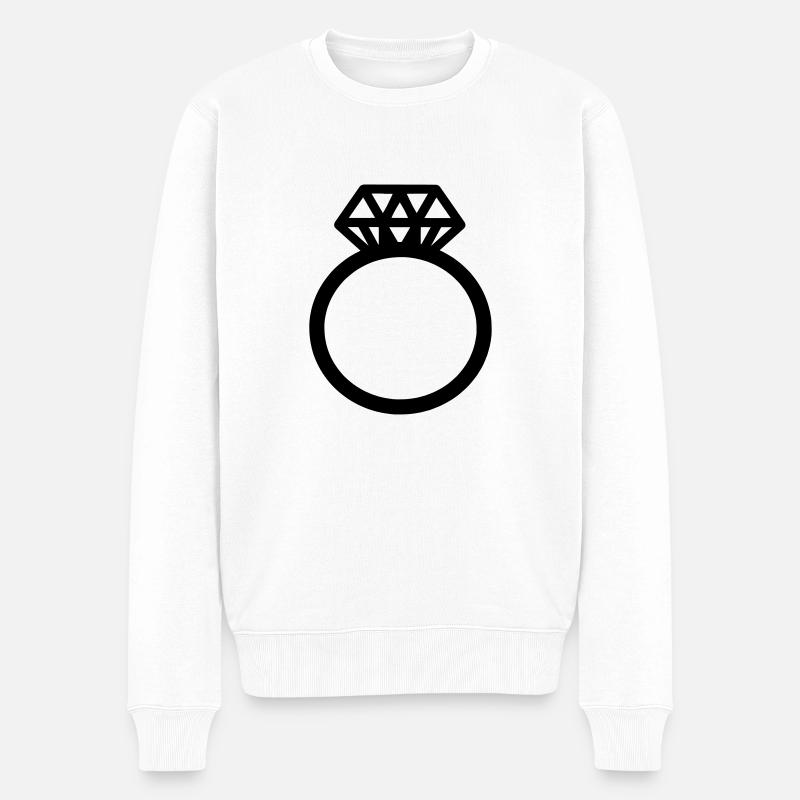 Verlobungsring Diamantring Ehering Motiv Clipart - Männer Premium Bio Pullover - Weiß