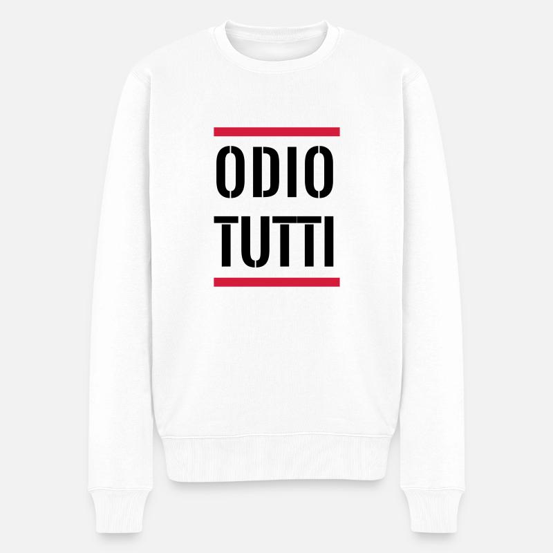 Ich hasse jeden - Männer Premium Bio Pullover - Weiß