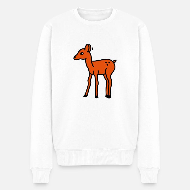 Reh scheu - V2 - Männer Premium Bio Pullover - Weiß
