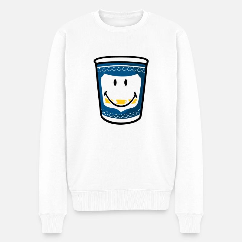 Smiley Coffe Take Away NY - Pull Premium bio Homme - blanc