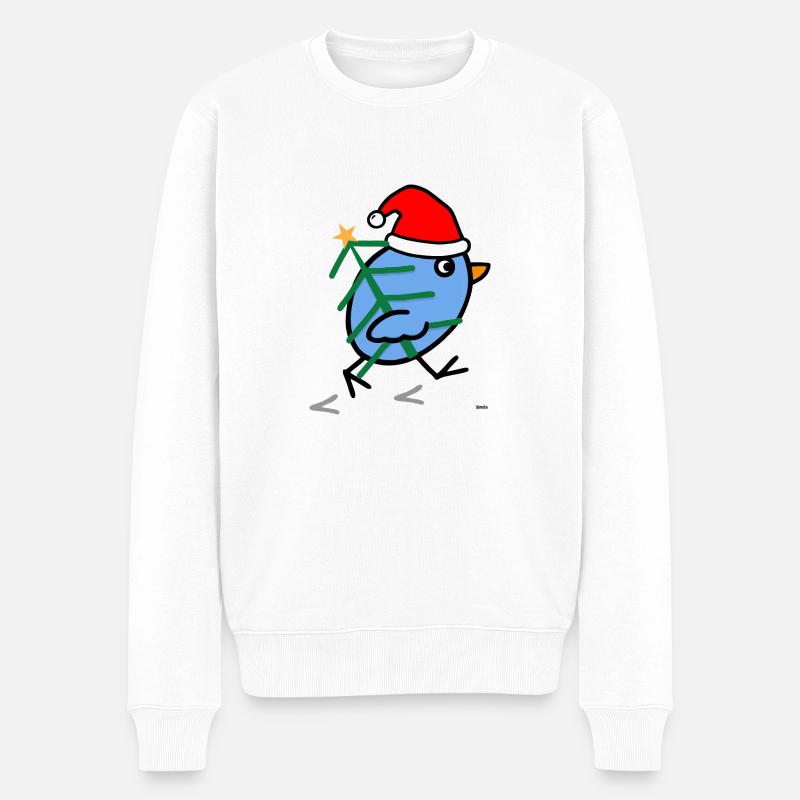 Vogel Weihnachten - Männer Premium Bio Pullover - Weiß