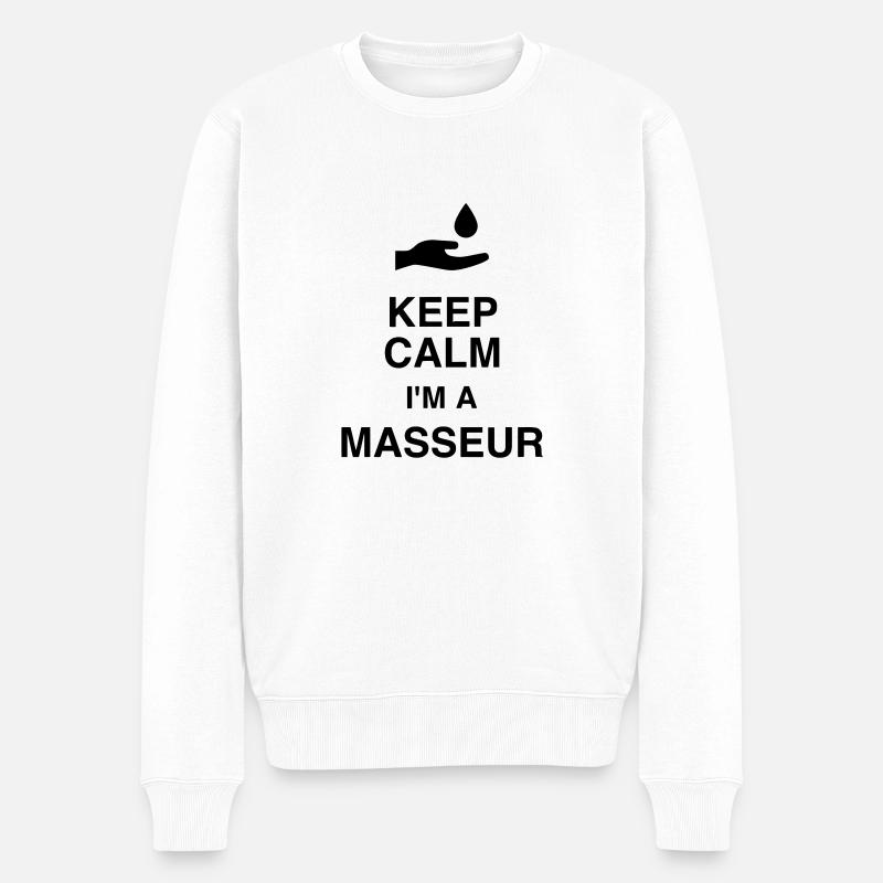 Massage / Masseur / Masseuse / Job - Männer Premium Bio Pullover - Weiß