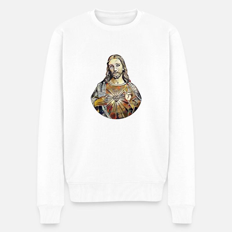 Kandinski Jesus Christ Jesus Christus * Kunst Jesu - Männer Premium Bio Pullover - Weiß
