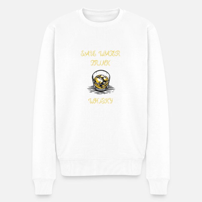 SAVE WATER TRINK WHISKY - Männer Premium Bio Pullover - Weiß