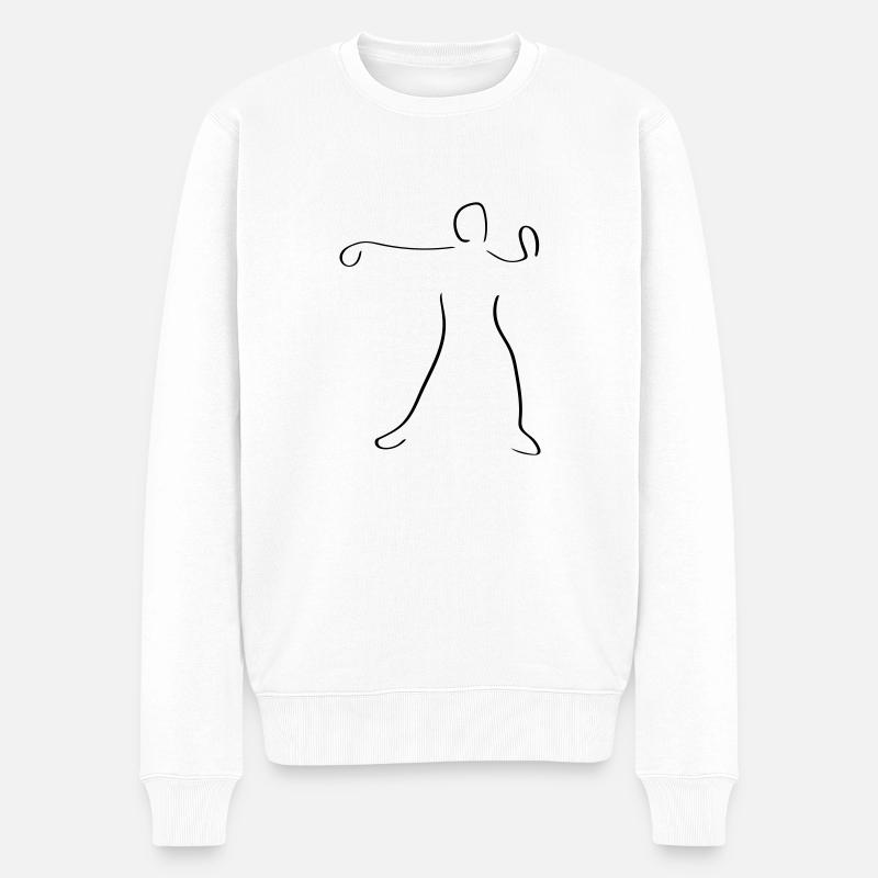 Qigong Line Art – Minimalistisch - Männer Premium Bio Pullover - Weiß