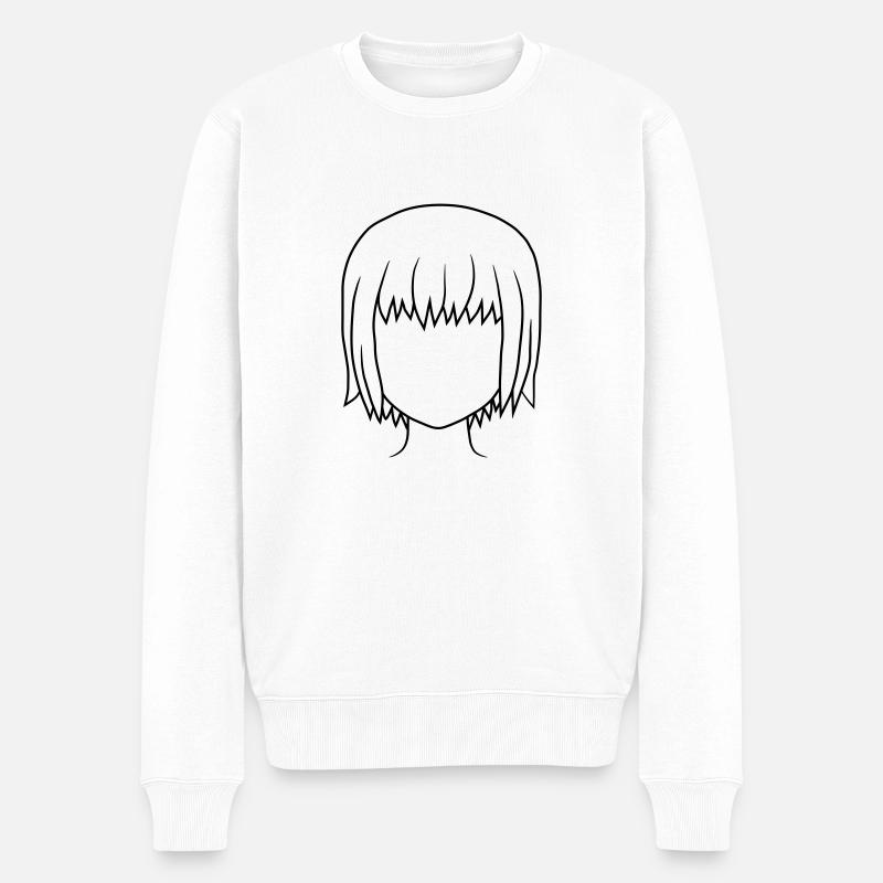 Manga Mädchen Gesichtslos Kopf - Männer Premium Bio Pullover - Weiß