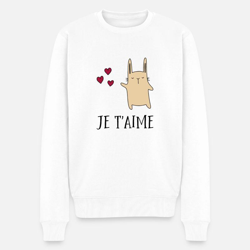 je t‘aime - Männer Premium Bio Pullover - Weiß