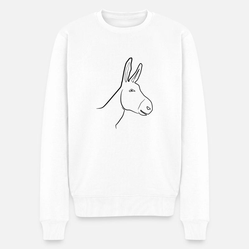 Esel - Eselkopf Shirt gezeichnet - Männer Premium Bio Pullover - Weiß
