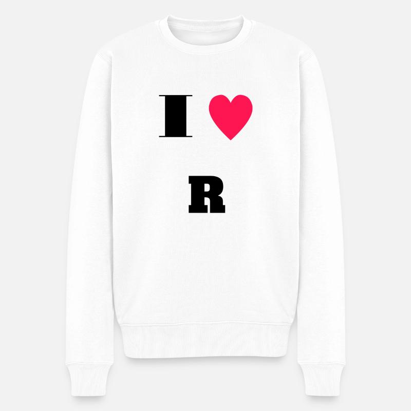 I love R - Männer Premium Bio Pullover - Weiß