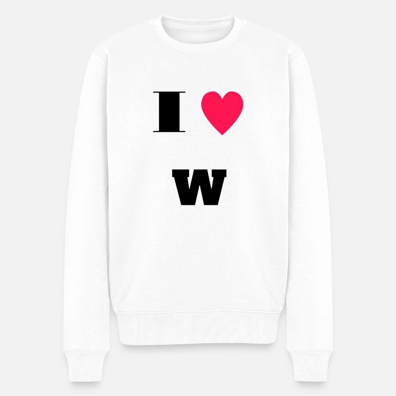 I love W - Männer Premium Bio Pullover - Weiß