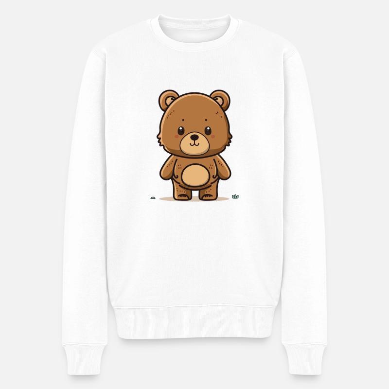 Niedliche kleine braune Teddybär Illustration - Männer Premium Bio Pullover - Weiß