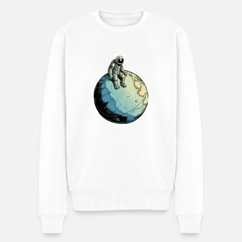 Melancholischer Astronaut - Männer Premium Bio Pullover - Weiß
