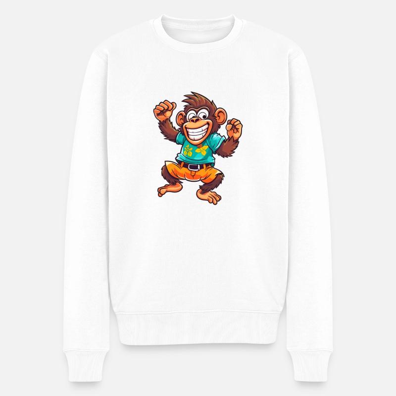 Monkey Business - Männer Premium Bio Pullover - Weiß