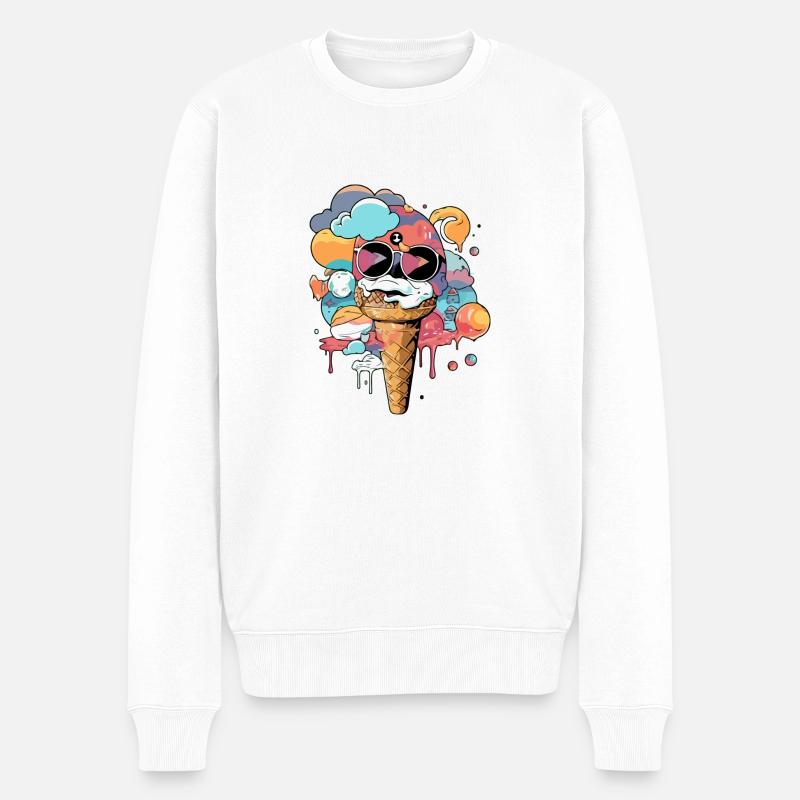 Iku kawaii Eis - Männer Premium Bio Pullover - Weiß