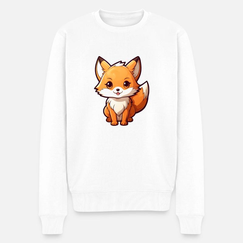 Fuchs Kawaii - Männer Premium Bio Pullover - Weiß