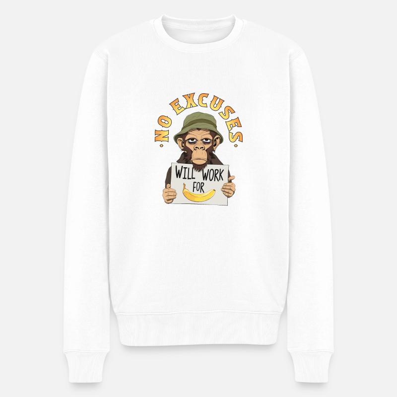 Banana Monkey - Männer Premium Bio Pullover - Weiß