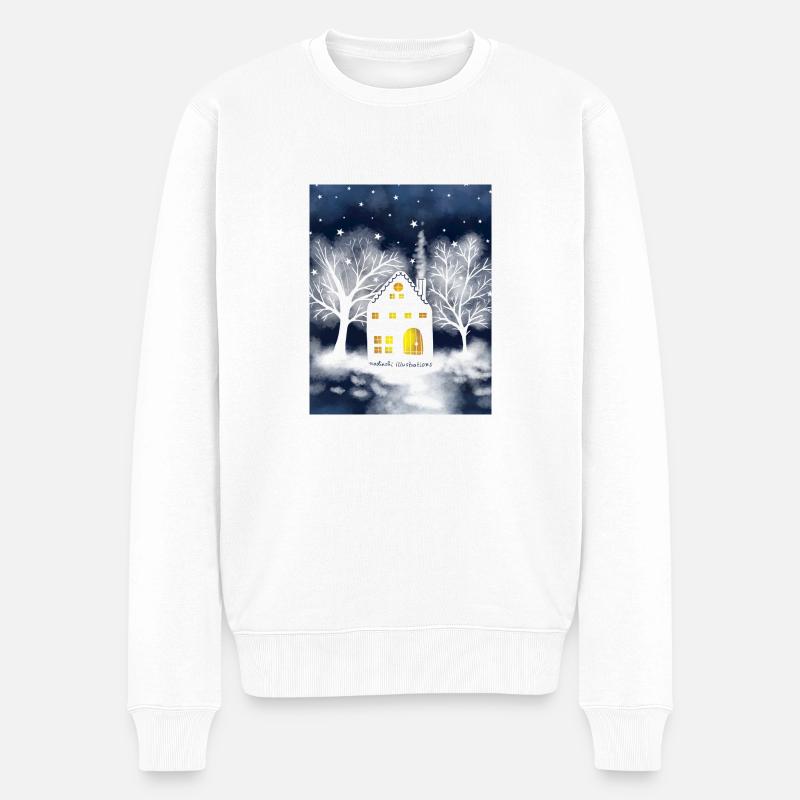 Zuhause - Männer Premium Bio Pullover - Weiß