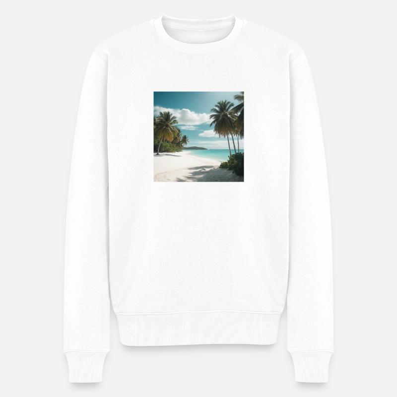 Traumstrand - Männer Premium Bio Pullover - Weiß