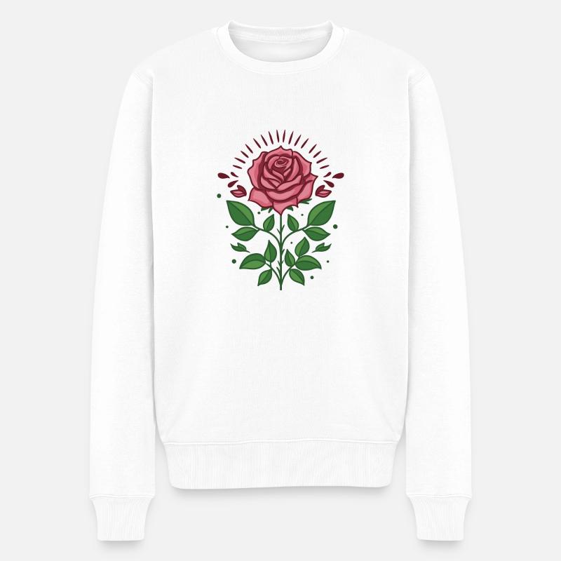 Rosenblüte - Männer Premium Bio Pullover - Weiß