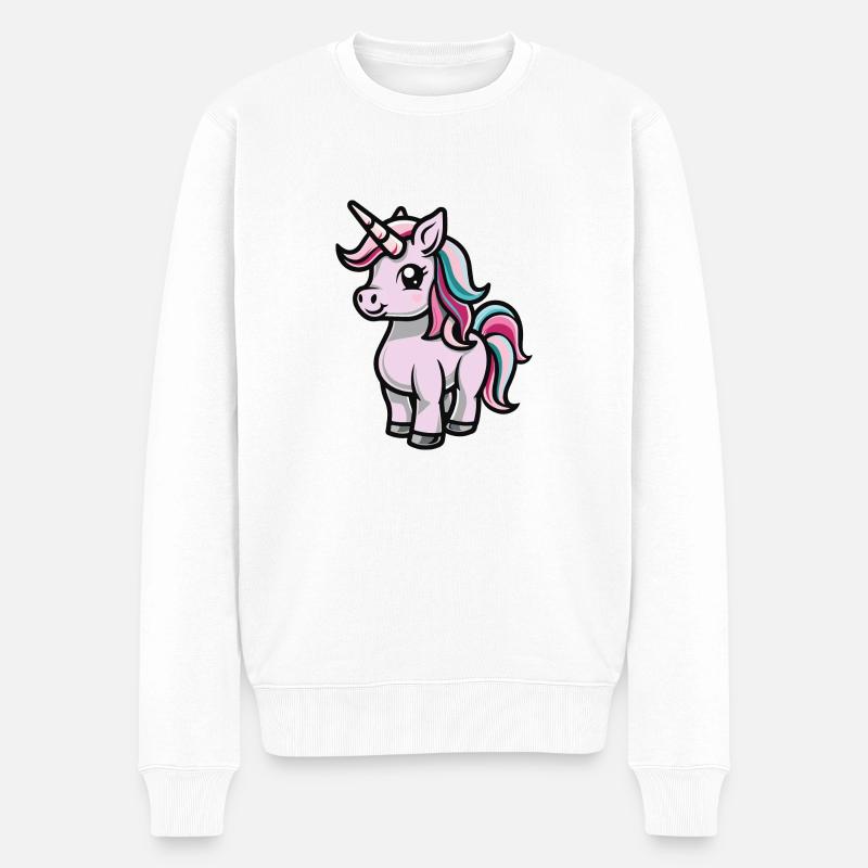 Unicorn - Männer Premium Bio Pullover - Weiß