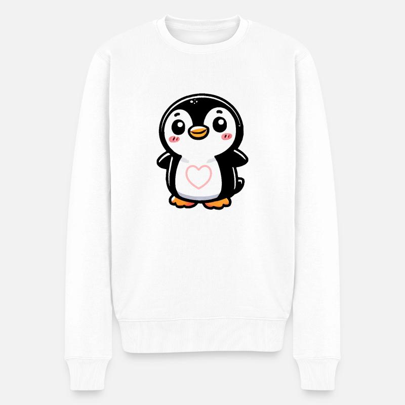 Pingouin Coeur Bande Dessinée - Pull Premium bio Homme - blanc