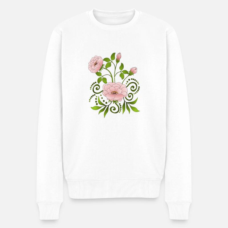 Blumen - Männer Premium Bio Pullover - Weiß