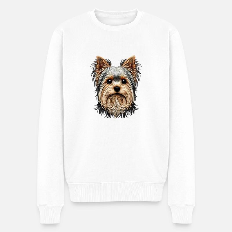 Yorkshire Terrier - Pull Premium bio Homme - blanc