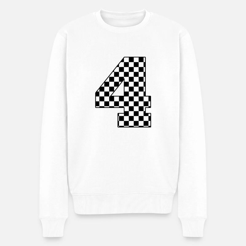 Numéro 4 à carreaux - Pull Premium bio Homme - blanc