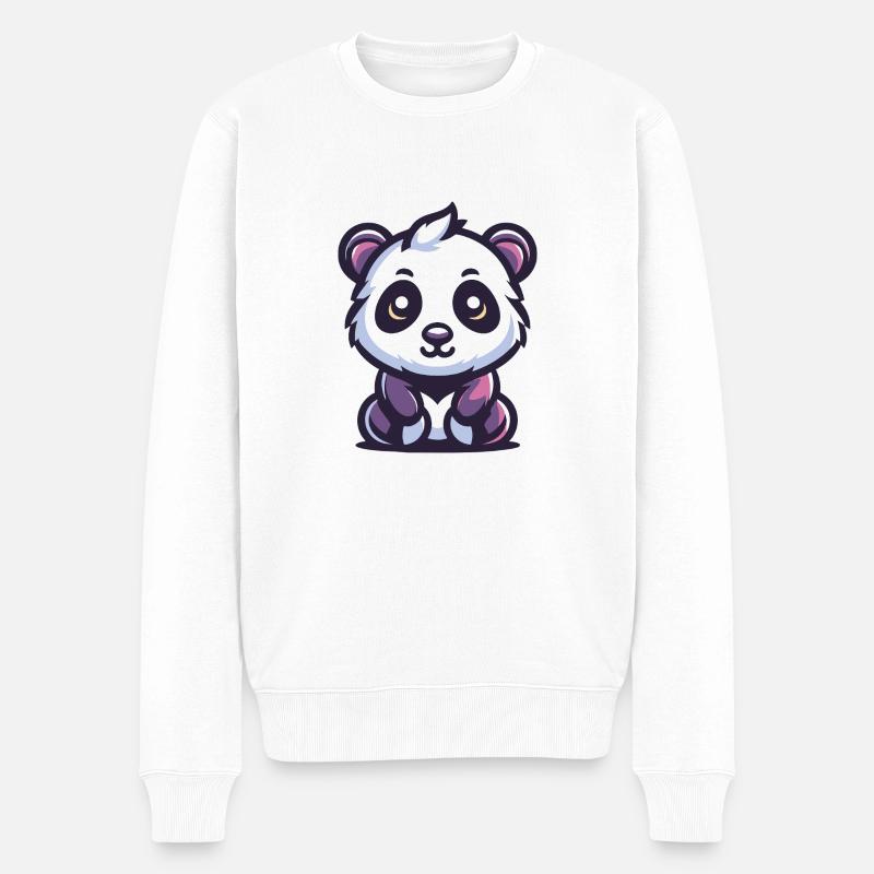 Süßer Panda - Männer Premium Bio Pullover - Weiß