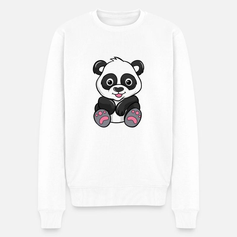 Panda Bär - Männer Premium Bio Pullover - Weiß