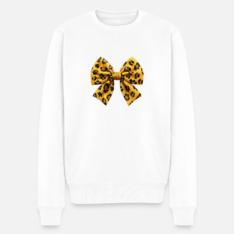 T-shirt Chic avec Nœud Léopard - Pull Premium bio Homme - blanc