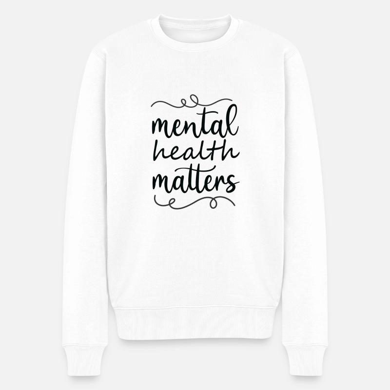questions de santé mentale - Pull Premium bio Homme - blanc