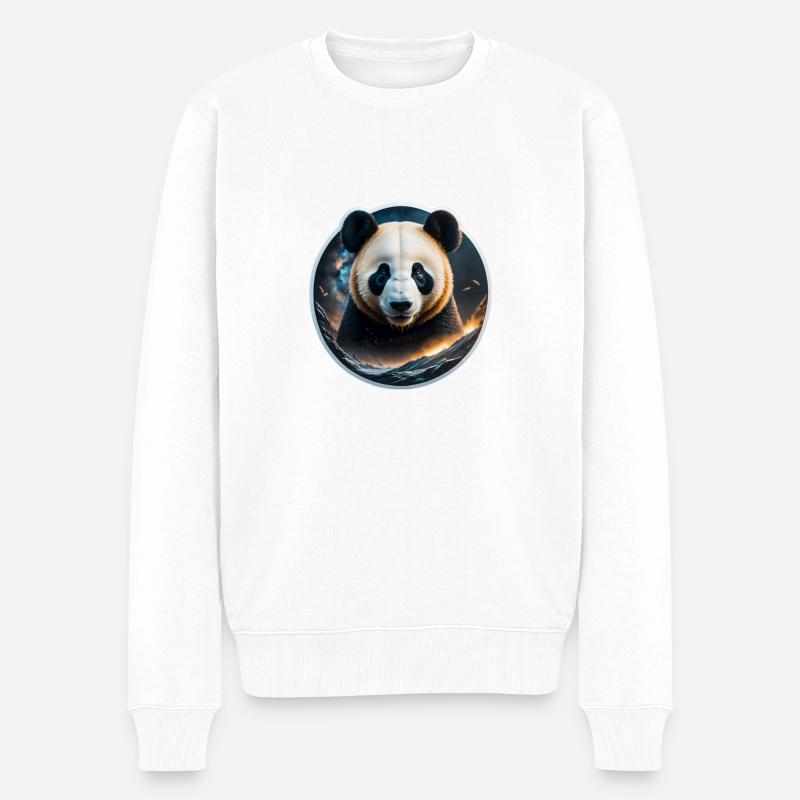 Panda - Männer Premium Bio Pullover - Weiß