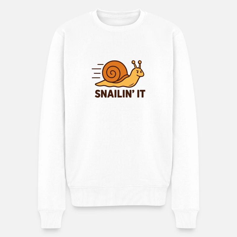 Snailin' It – Déterminé et rapide - Pull Premium bio Homme - blanc