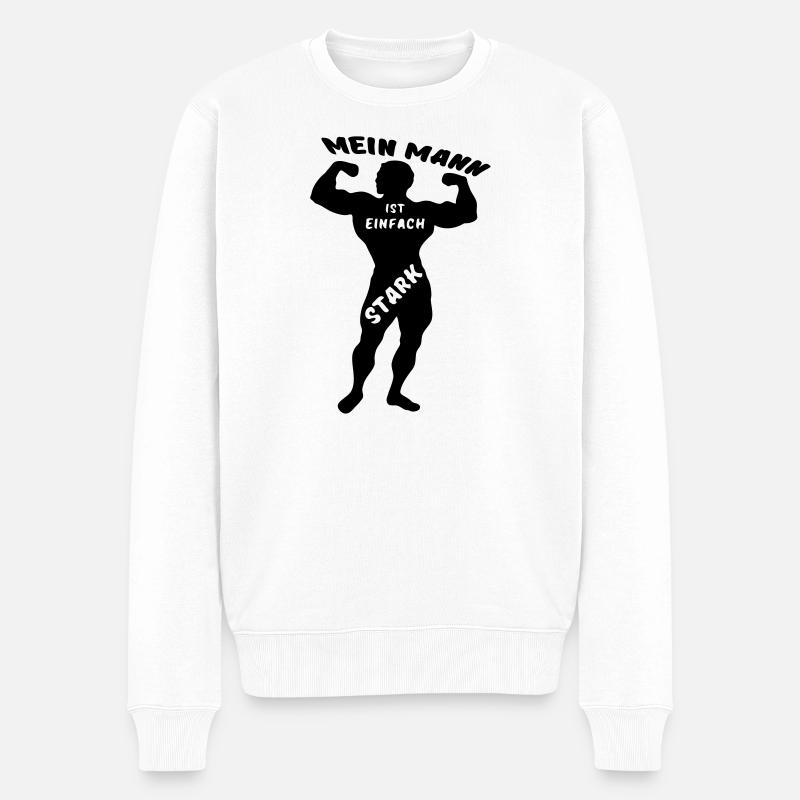 Starker Mann Ehe Liebe Paar Fitness Spruch Sport - Männer Premium Bio Pullover - Weiß
