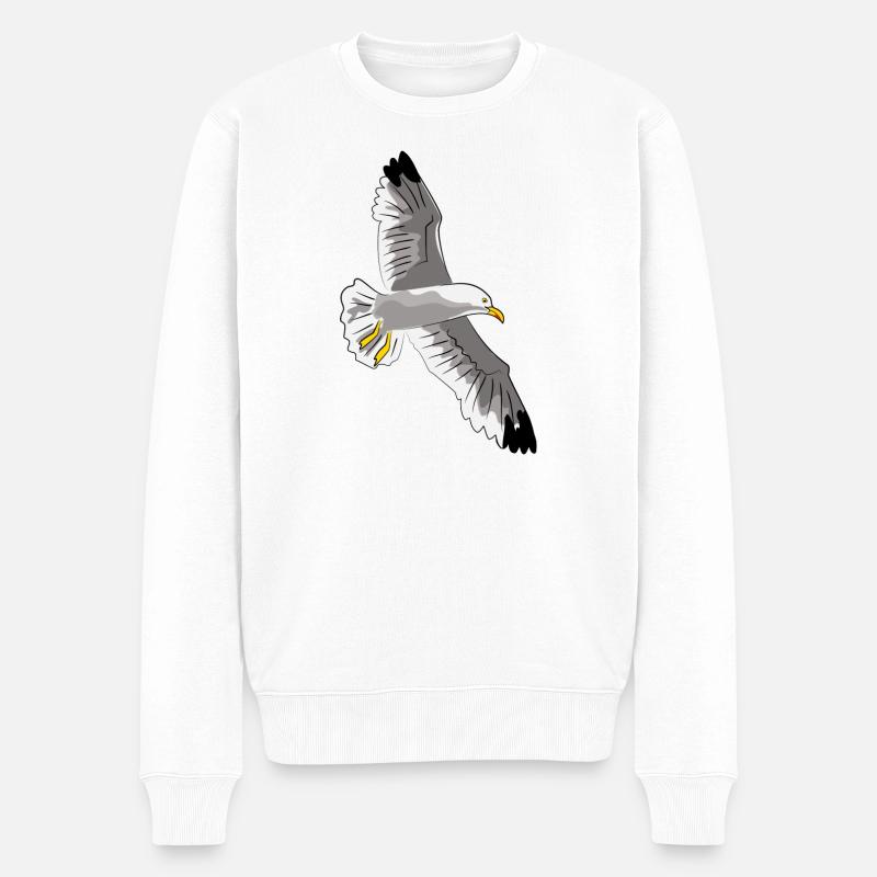 fliegende möwe vogel urlaub - Männer Premium Bio Pullover - Weiß