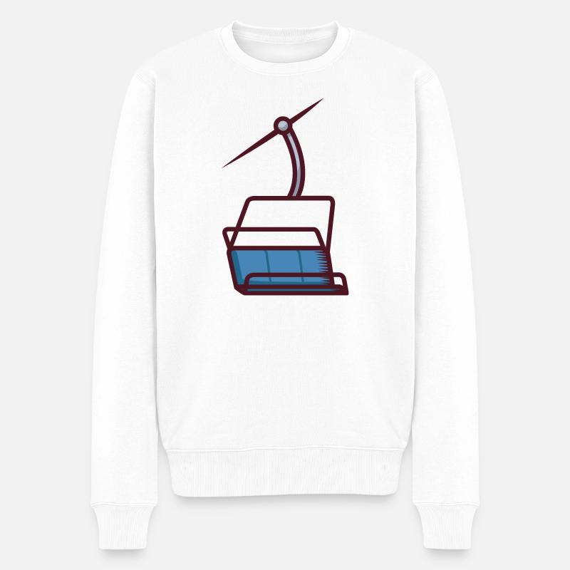 Abstrakte Illustration einer Seilbahn - Männer Premium Bio Pullover - Weiß