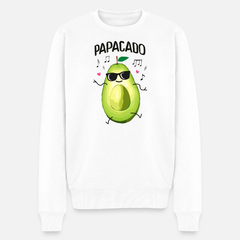 Avocado - Papacado - Partnerlook - Väter - Männer Premium Bio Pullover - Weiß