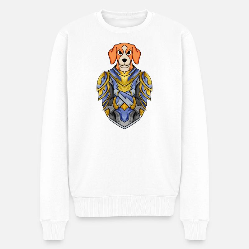 Ritter Hund Hunderasse Beagle mit Rüstung - Männer Premium Bio Pullover - Weiß