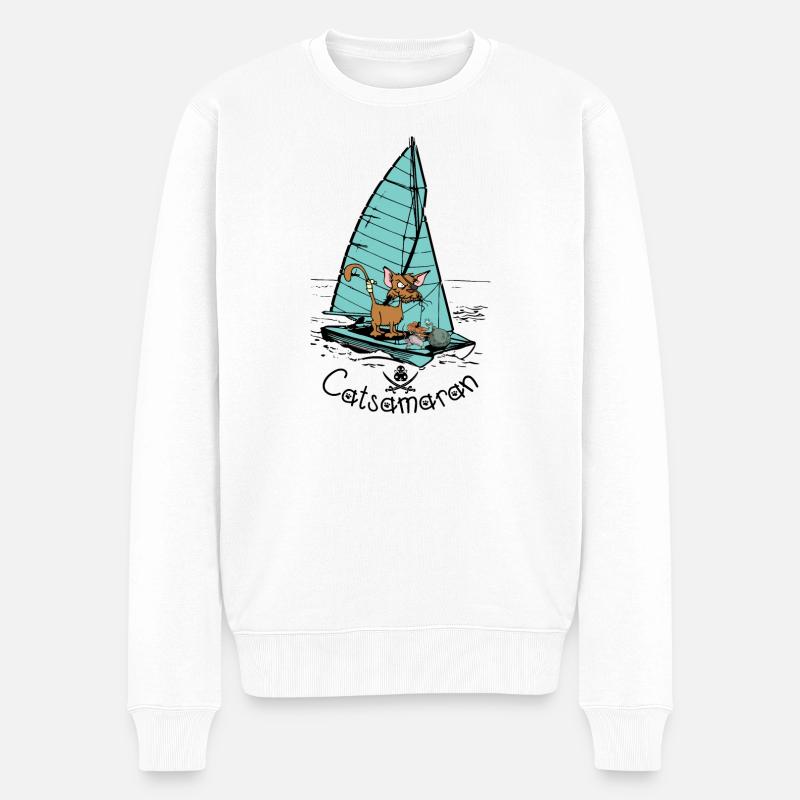 Catamaran Cat Boat - Pull Premium bio Homme - blanc
