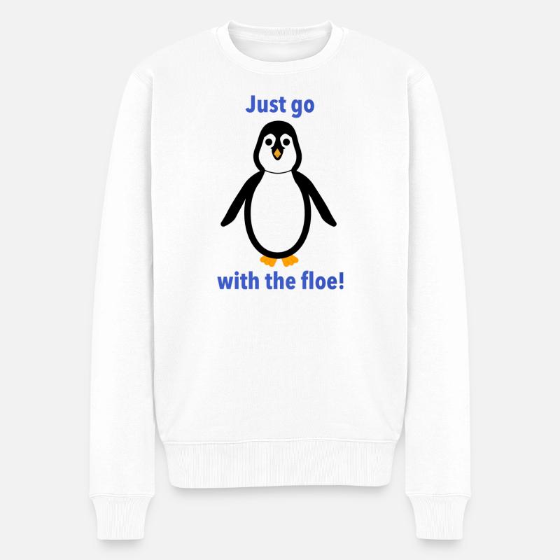 Pinguin -"Geh einfach mit der Scholle!" - Männer Premium Bio Pullover - Weiß
