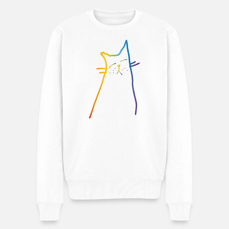 Rainbow Cat - Männer Premium Bio Pullover - Weiß