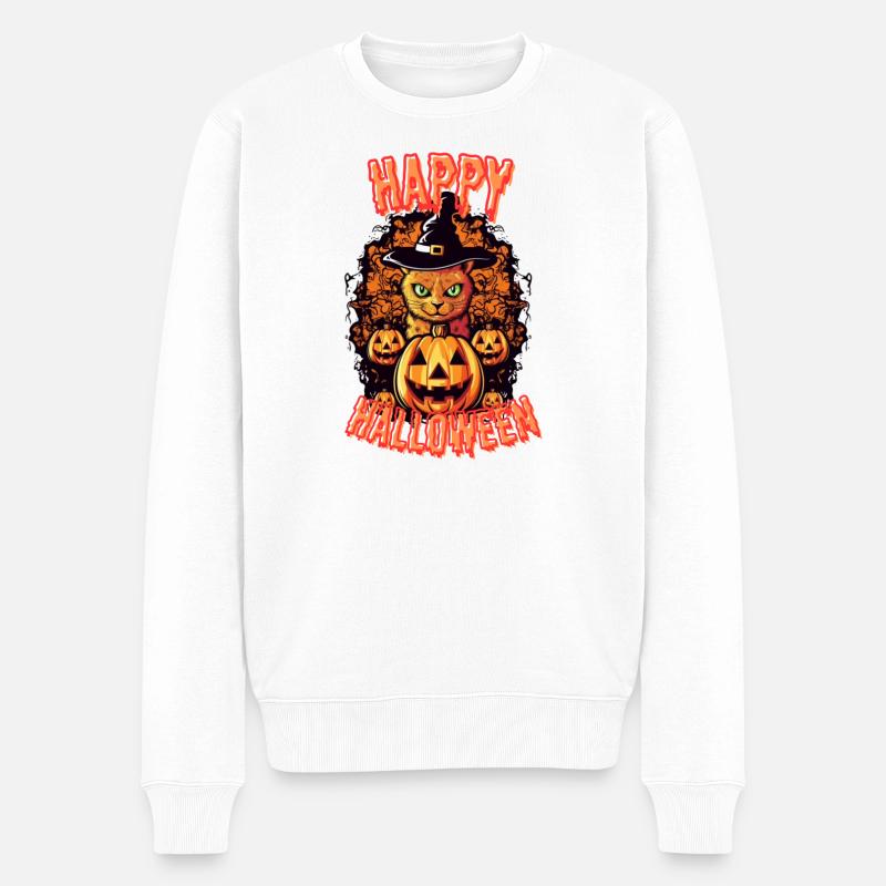 Spooky Cat Halloween Charm - Pull Premium bio Homme - blanc