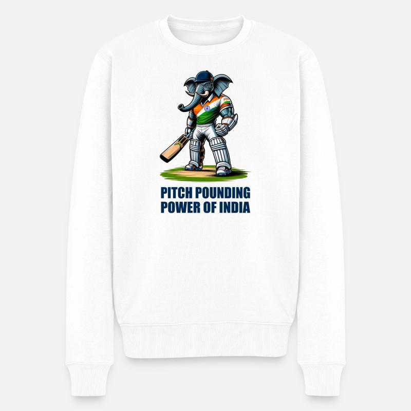 Motif d'éléphant de cricket indien - Pull Premium bio Homme - blanc