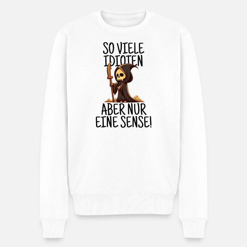 So viele Idioten, aber nur eine Sense - Schwarz - Männer Premium Bio Pullover - Weiß