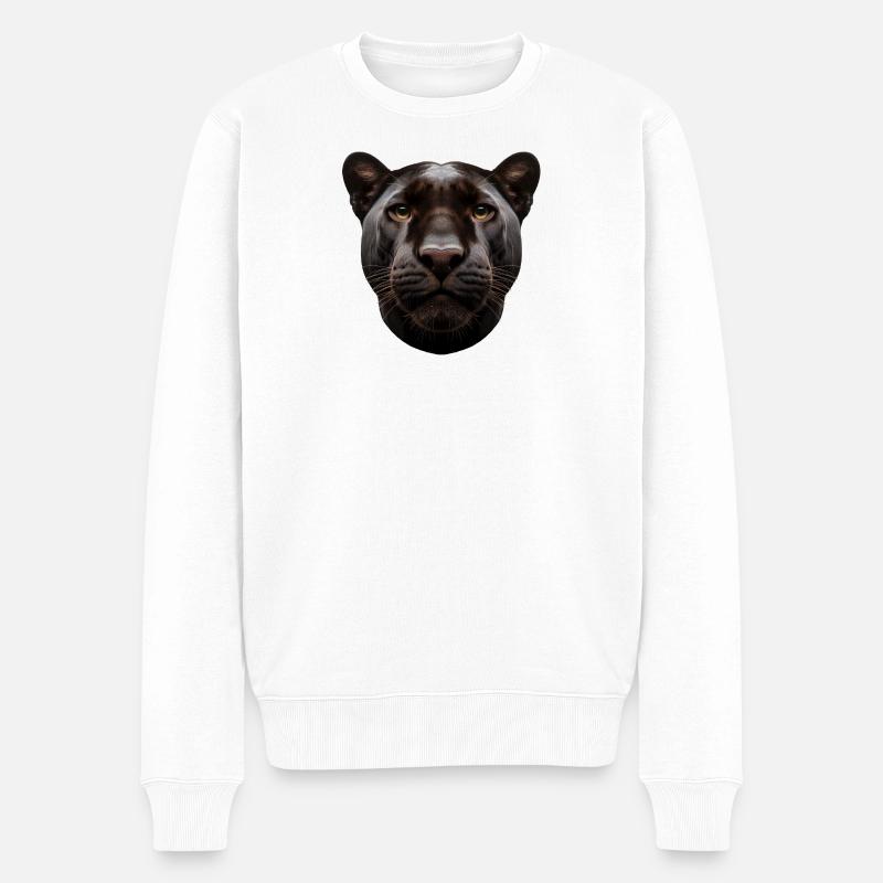 Une panthère concentrée - Pull Premium bio Homme - blanc