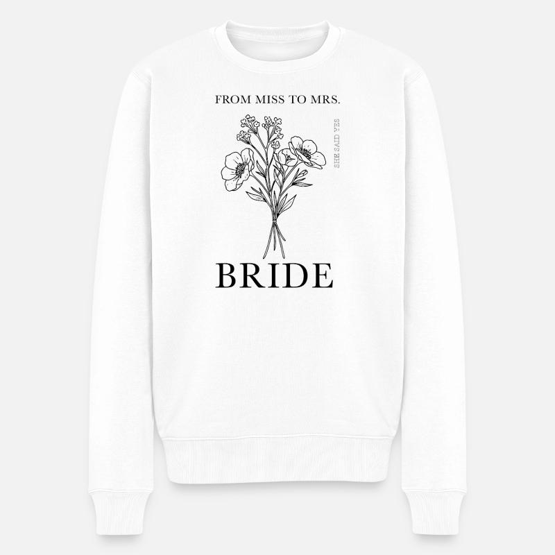 From Miss to Mrs -Floral Bride - Männer Premium Bio Pullover - Weiß
